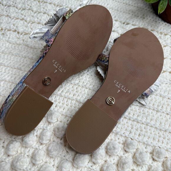 CECILIA NEW YORK ANTHROPOLOGIE Lila Slide Sandal Rainbow Snake 3D Flower Size 7 - Picture 9 of 12